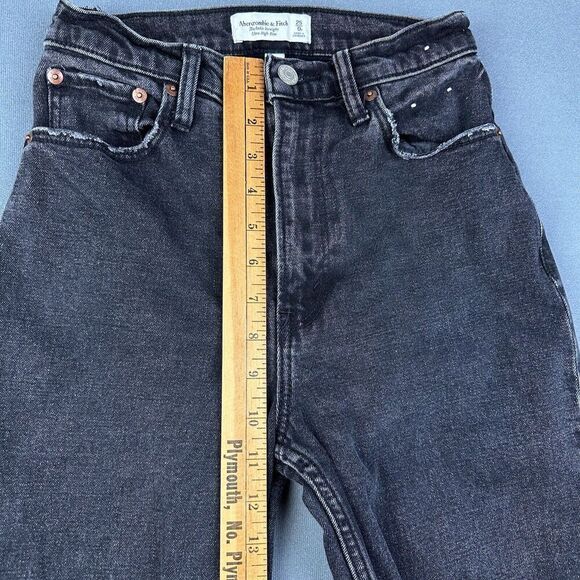 Abercrombie Fitch Curve Love Ultra High Rise Ankle Straight Jean Womens 25 Black - Picture 9 of 14